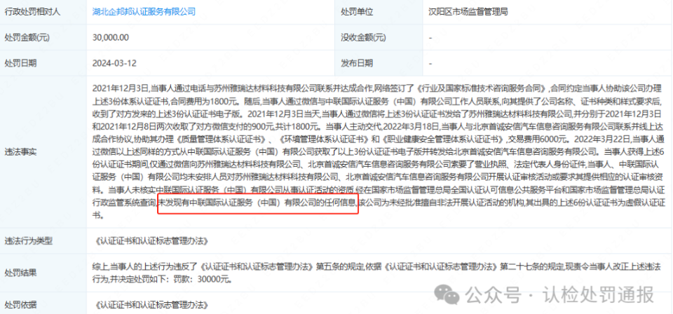 2家非法认证机构,“买证+卖证”企业被罚超100万 2家非法认证机构,“买证+卖证”企业被罚超100万